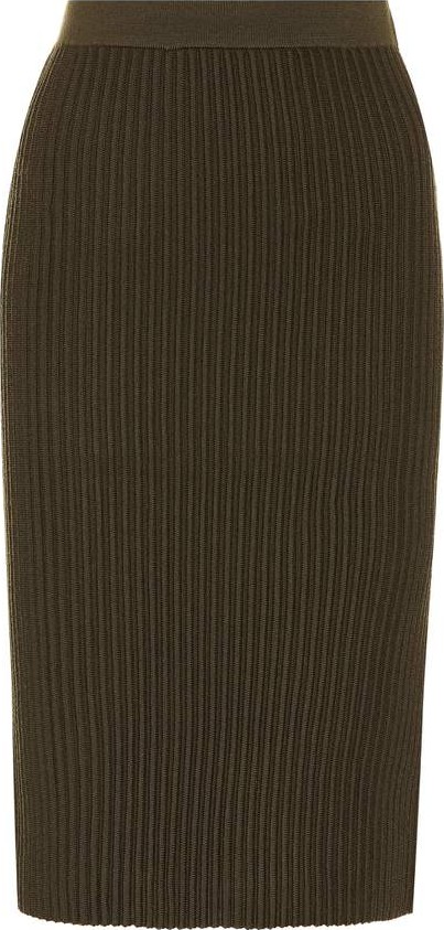 VICTORIA, VICTORIA BECKHAM Ribbed-knit wool skirt