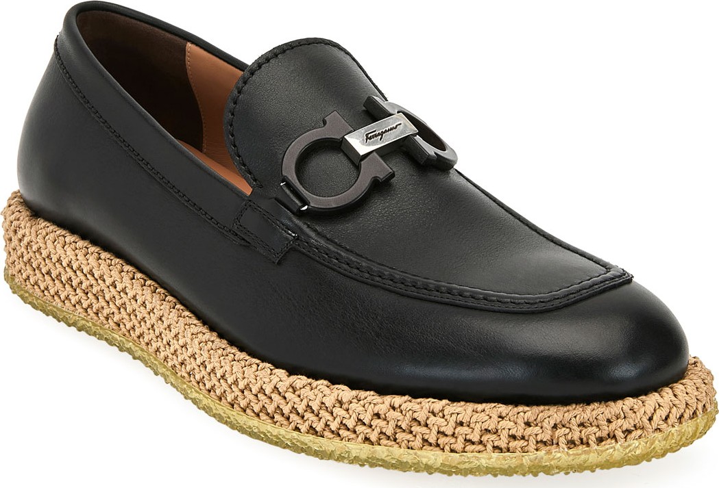 Salvatore Ferragamo Men's Arinos Bit Loafers on Rope Sole