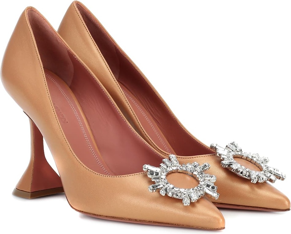 Amina Muaddi Begum embellished leather pumps