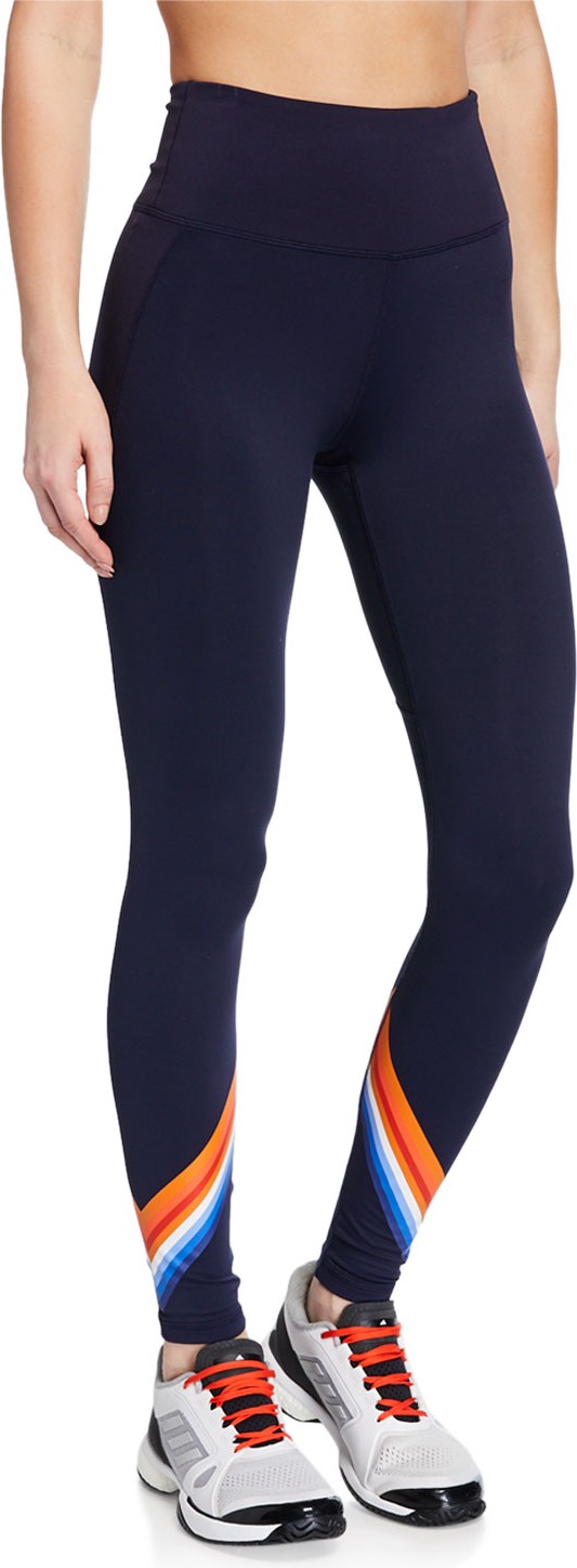 Tory Sport High-Rise Tempo Chevron 7/8 Leggings