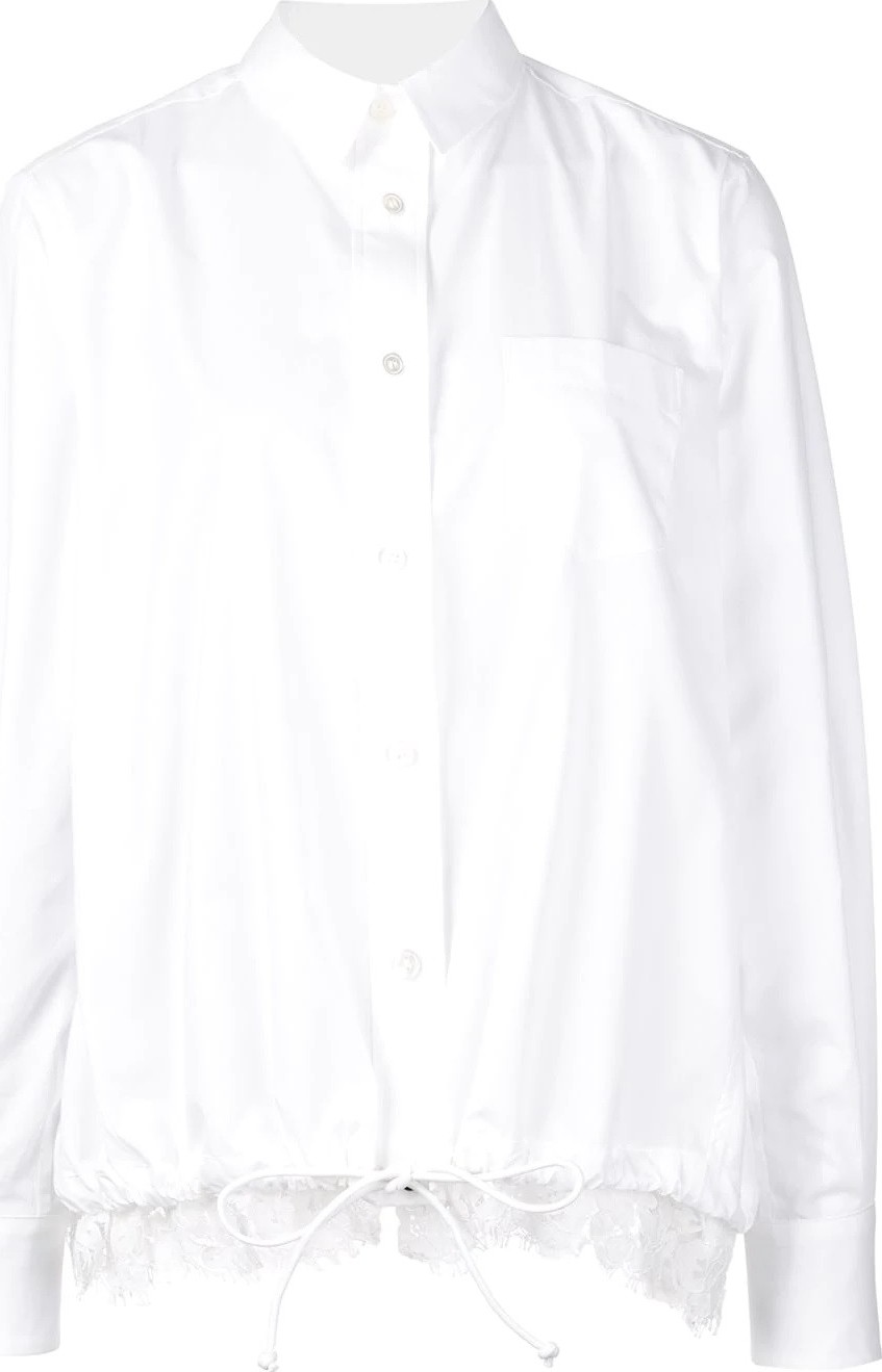 Sacai lace trim drawstring shirt