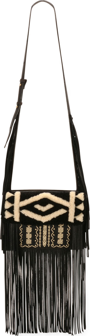 Etro Embroidered Deerskin Fringe Shoulder Bag