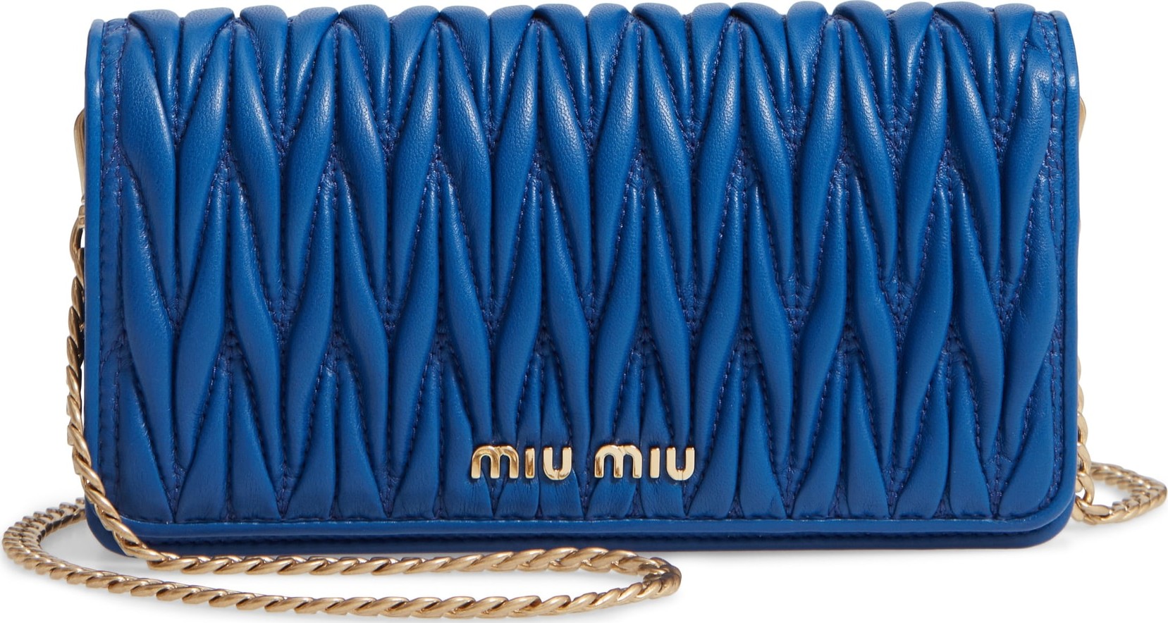 Miu Miu Matelassé Leather Wallet on a Chain