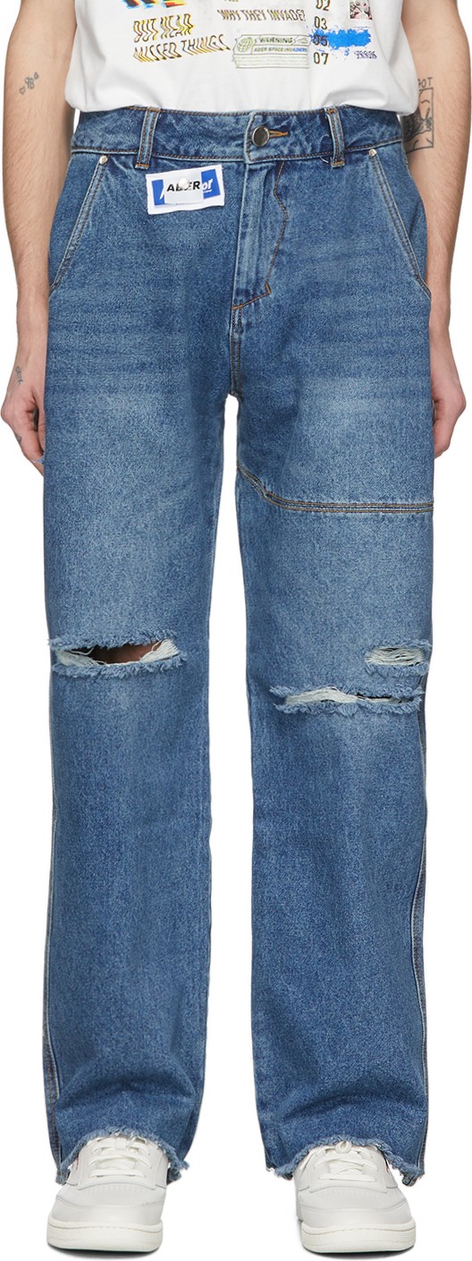 ADER error Blue Oversized Washed Jeans