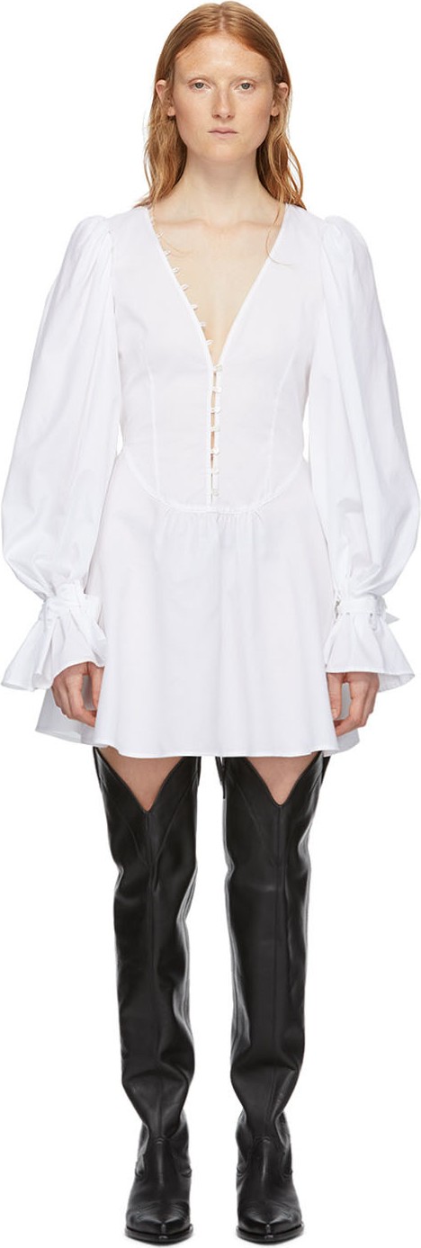 WANDERING White Buttoned Dress