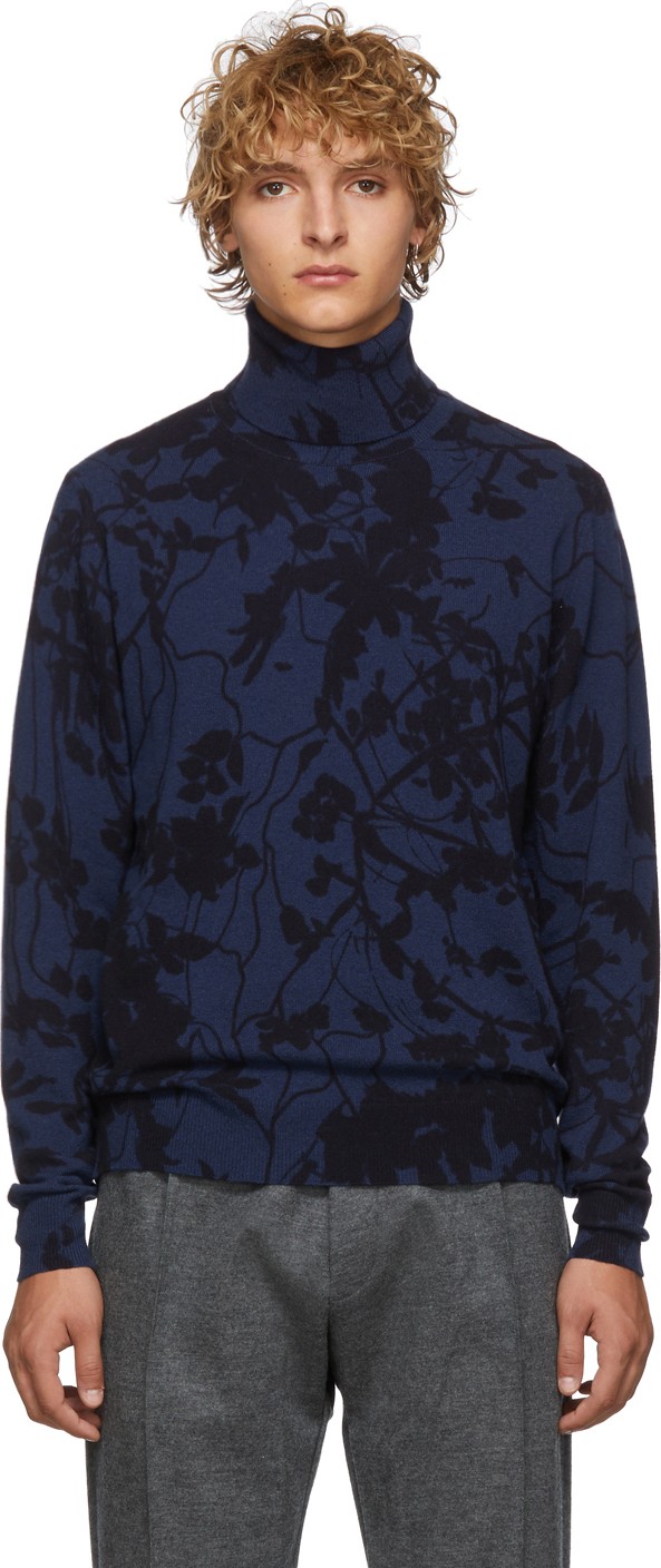 Etro Black & Blue Stampa Turtleneck