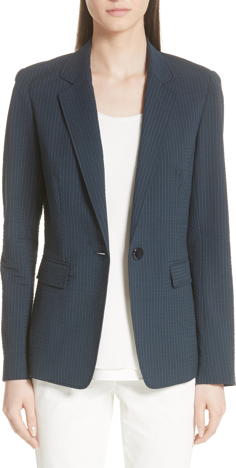 Lafayette 148 New York Lyndon Pinstripe Seersucker Blazer