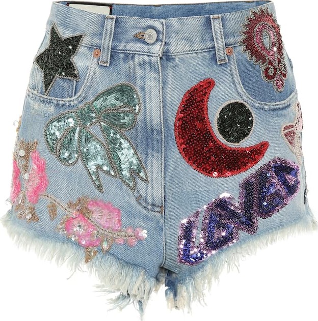 Gucci Sequinned denim shorts
