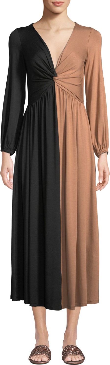 Rachel Pally Two-Tone Twist Long-Sleeve Dress