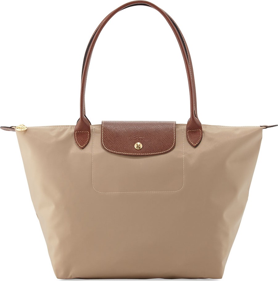 Longchamp Le Pliage Large Shoulder Tote Bag, Beige