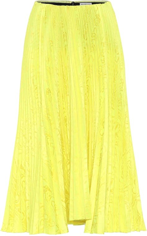 Balenciaga Satin-jacquard pleated midi skirt