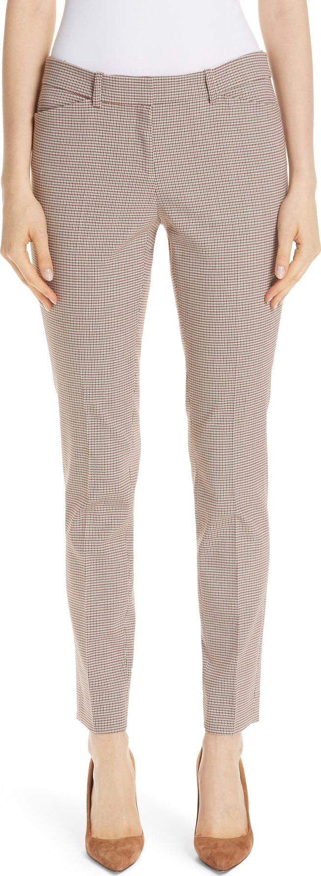 Lafayette 148 New York Manhattan Houndstooth Wool Blend Skinny Pants