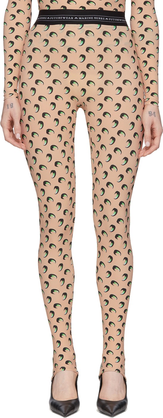 Marine Serre Tan All Over 3D Moon Leggings
