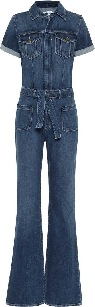FRAME DENIM Le Bardot denim jumpsuit