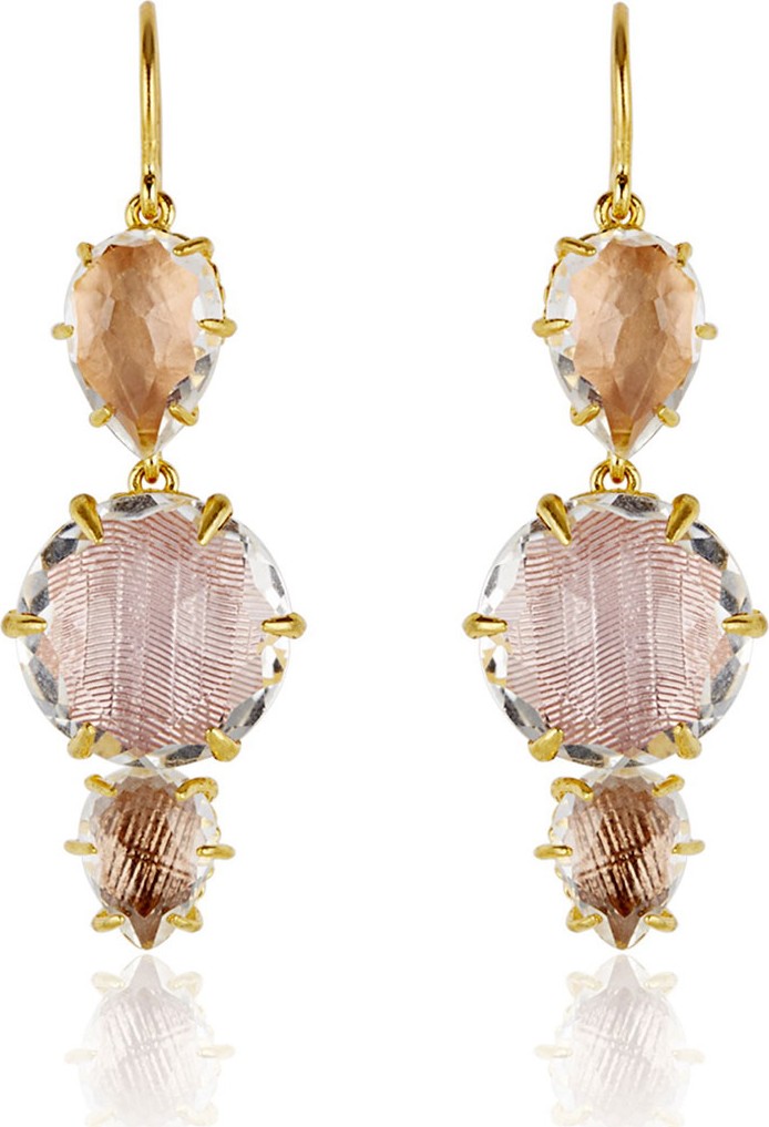 Larkspur & Hawk Caterina 3-Drop Earrings, Bellini/Ballet/Fawn