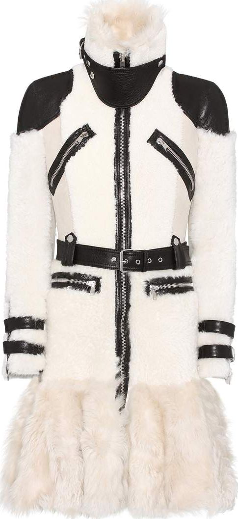 Alexander McQueen Leather-trimmed shearling coat