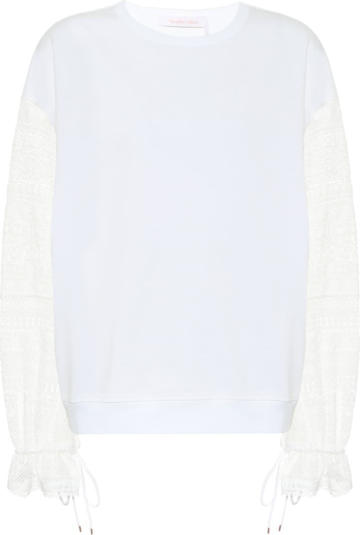 See By Chloé Lace-trimmed cotton top