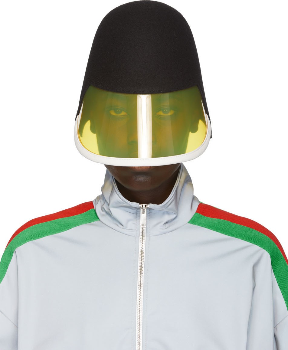 Gucci Black & Yellow Felt Visor Cap