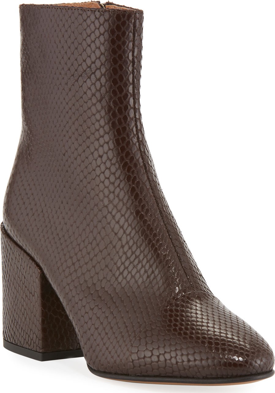 Dries Van Noten Snake-Embossed Leather Booties