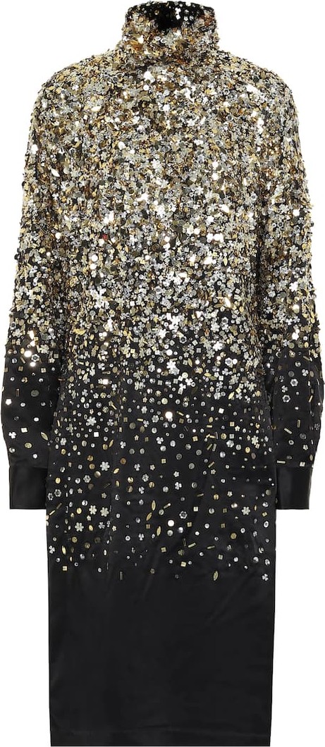 Dries Van Noten Sequined silk midi dress