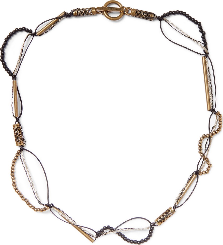 Saint Laurent Gold-Tone Woven and Beaded Bracelet