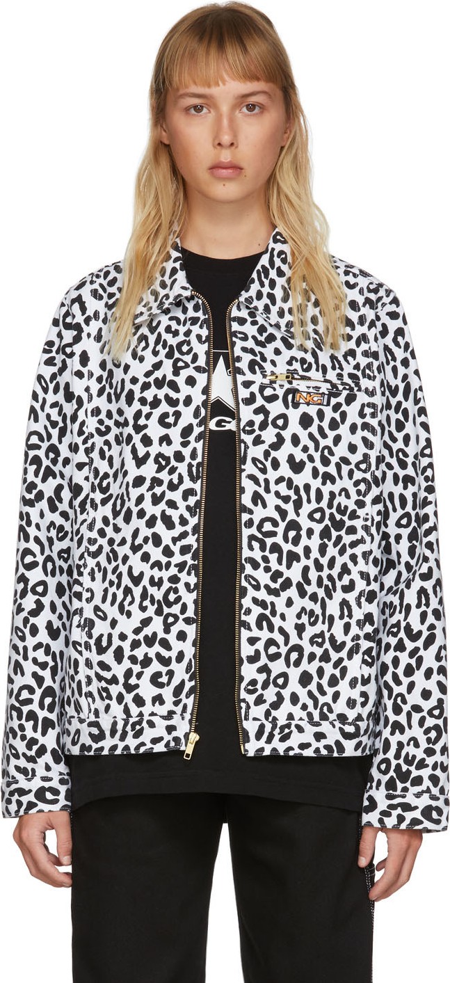 Noon Goons Black & White Denim Leopard Jacket