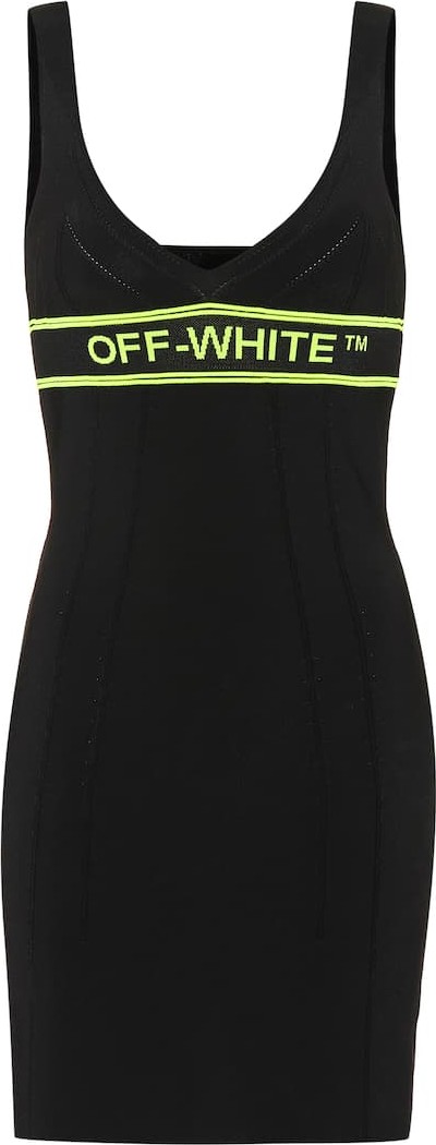 Off White Logo stretch knit minidress