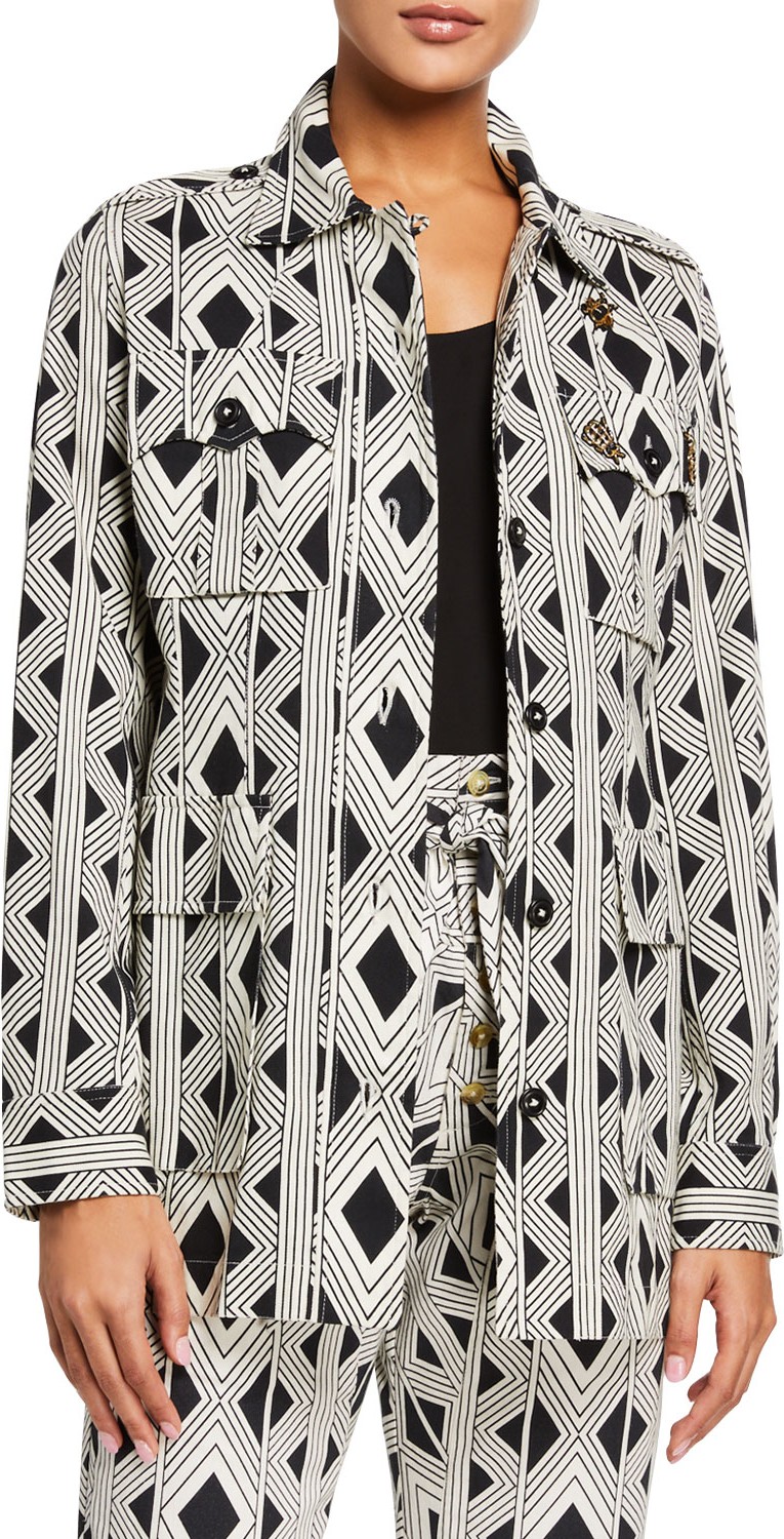 FIGUE Geometric-Print Safari Jacket