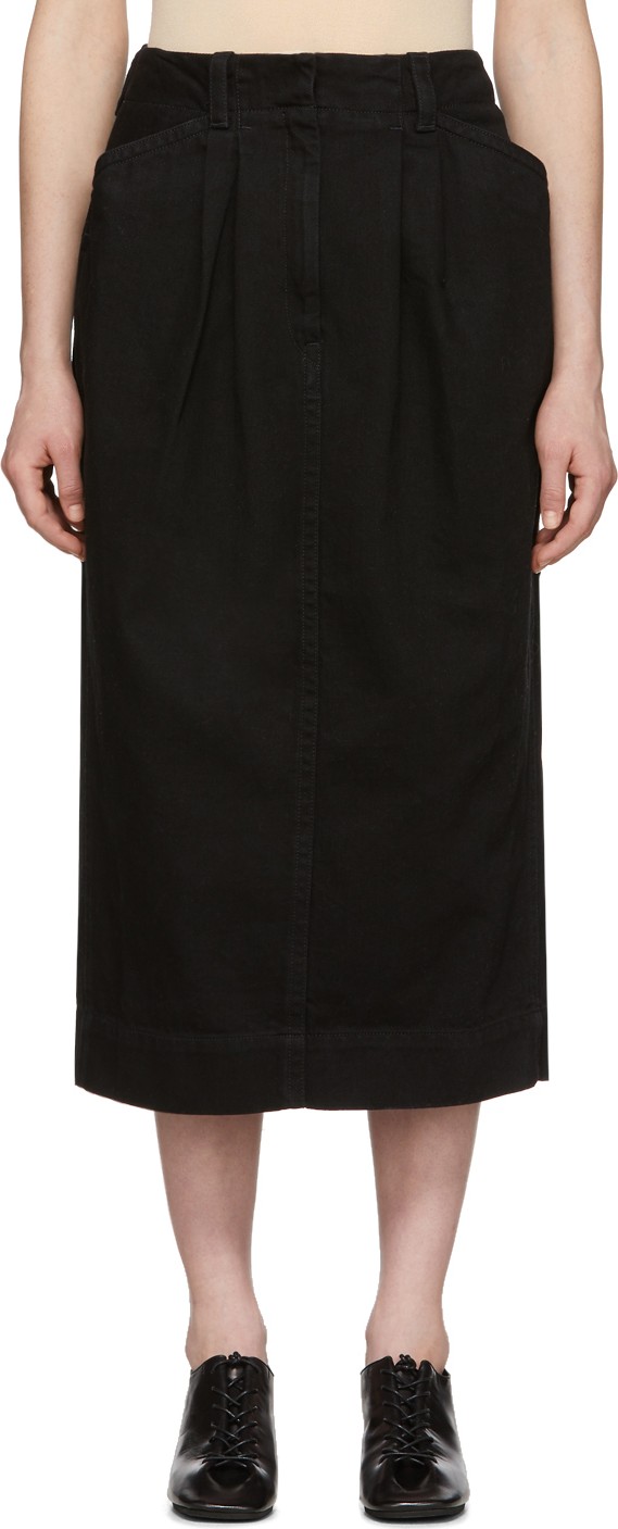 Lemaire Black Denim Baggy Skirt
