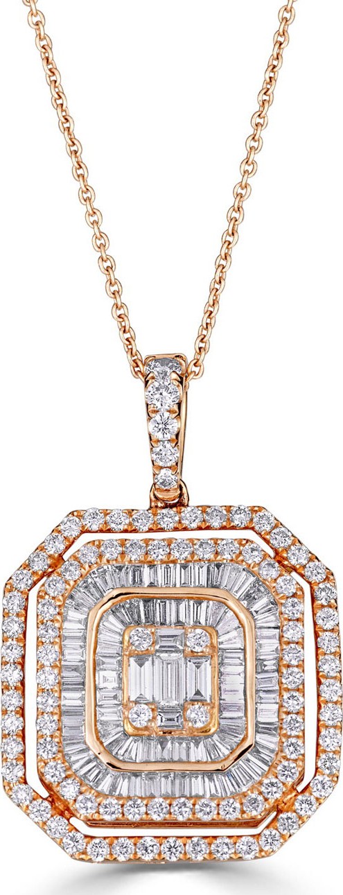 ZYDO Mosaic 18k Rose Gold Diamond & Outline Necklace