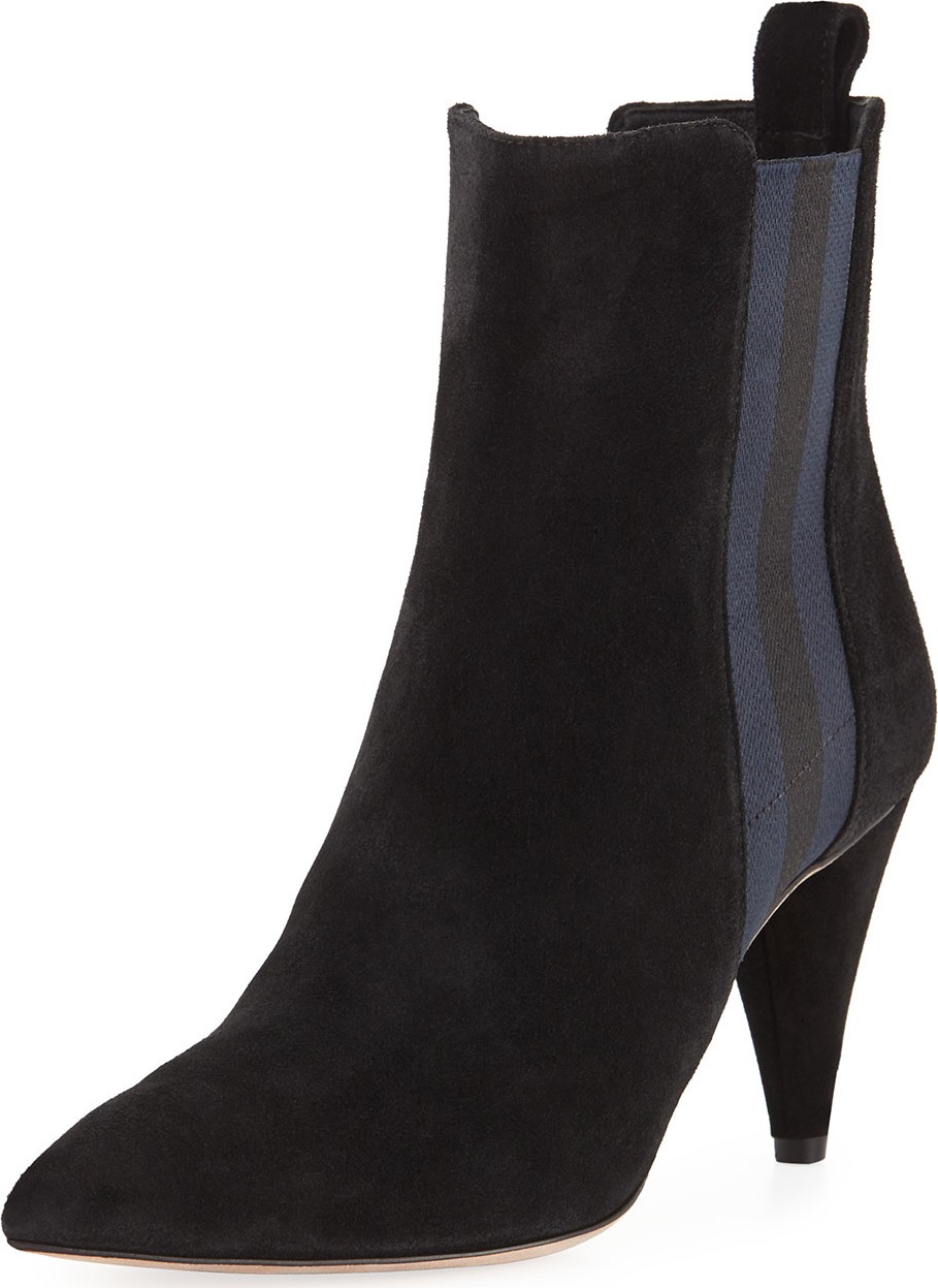 Veronica Beard Flynne Mid-Heel Sport Suede Booties