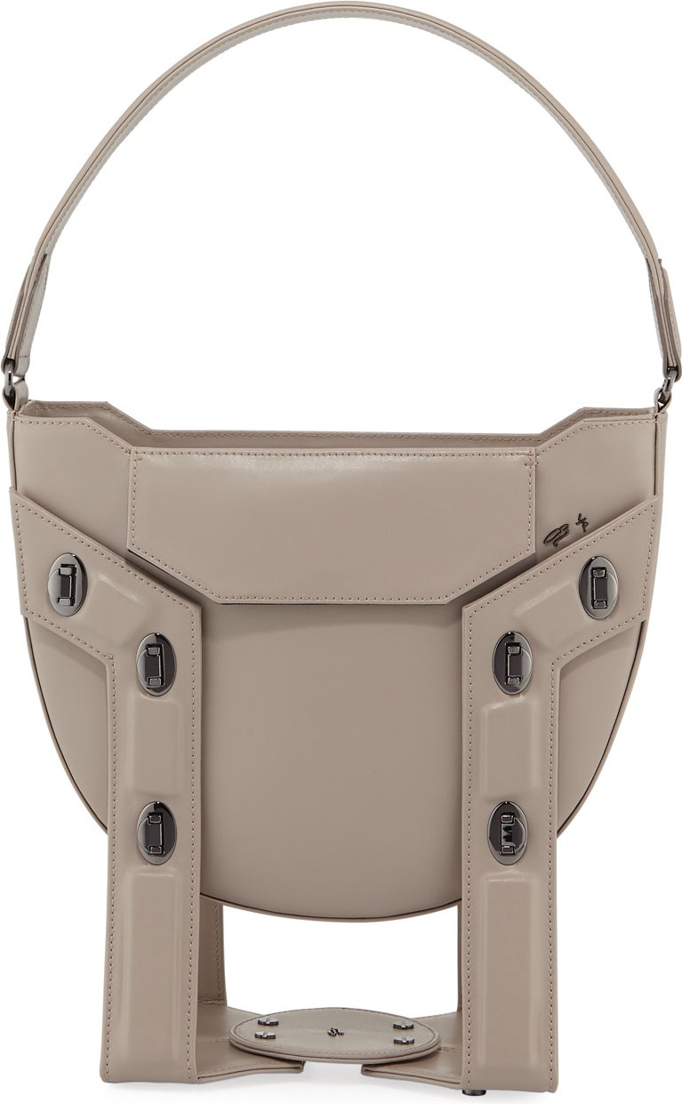 Christopher Belt Aerial Leather Framed Tote/Hobo Bag with Stand