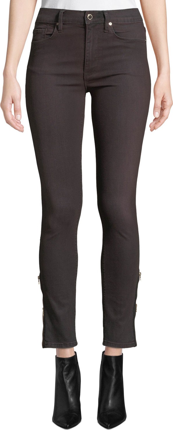 Hudson Barbara High-Rise Ankle Skinny Jeans with Zipper Cuffs Hudson Barbara High-Rise Ankle Skinny Jeans with Zipper Cuffs