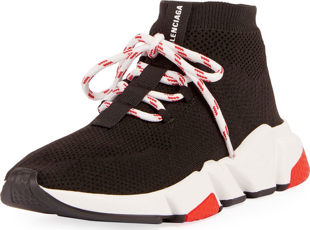 Balenciaga Knit Lace-Up Speed Sneakers