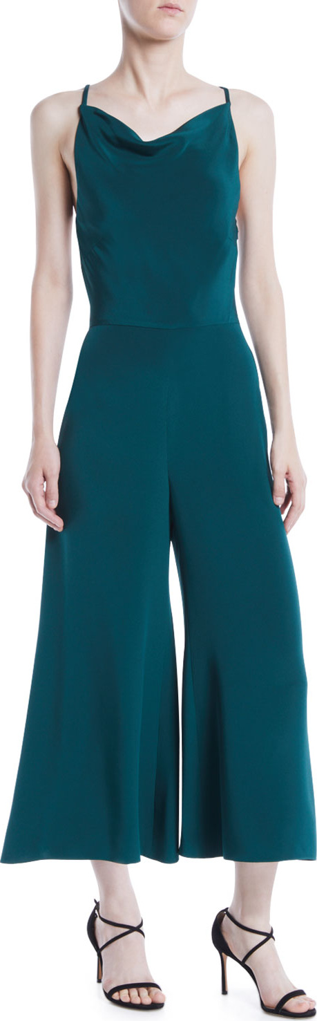 Cushnie Et Ochs Halter-Neck Sleeveless Drape-Back Wide-Leg Silk Jumpsuit Cushnie Et Ochs Halter-Neck Sleeveless Drape-Back Wide-Leg Silk Jumpsuit