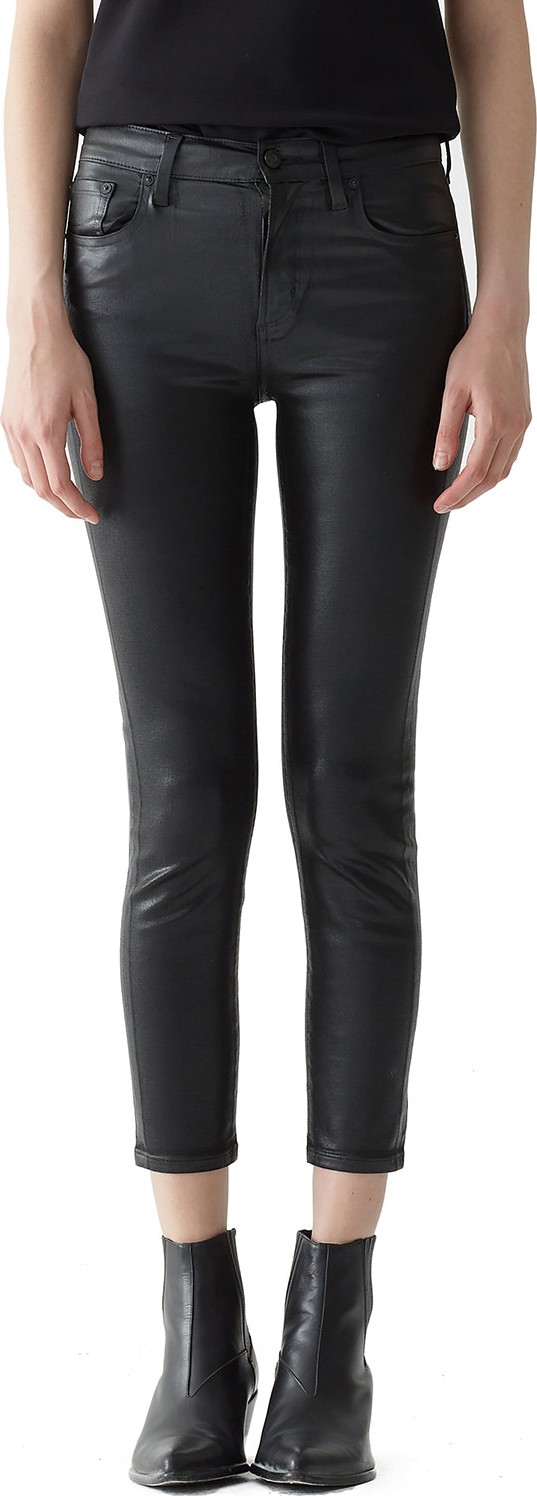 Agolde Sophie High-Rise Skinny Leatherette Cropped Jeans
