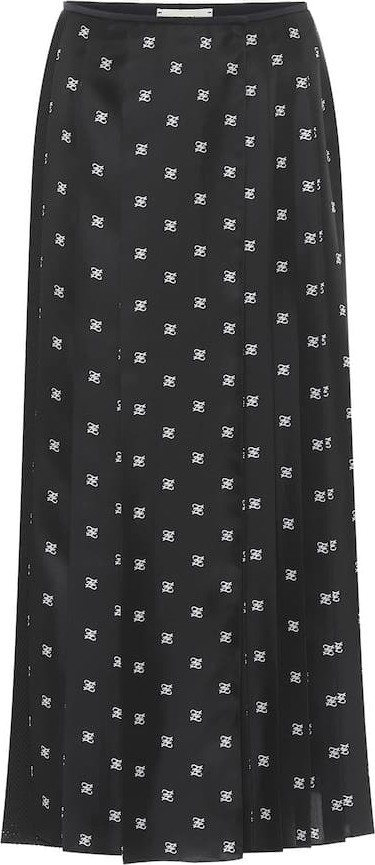 Fendi Logo silk and mesh midi skirt