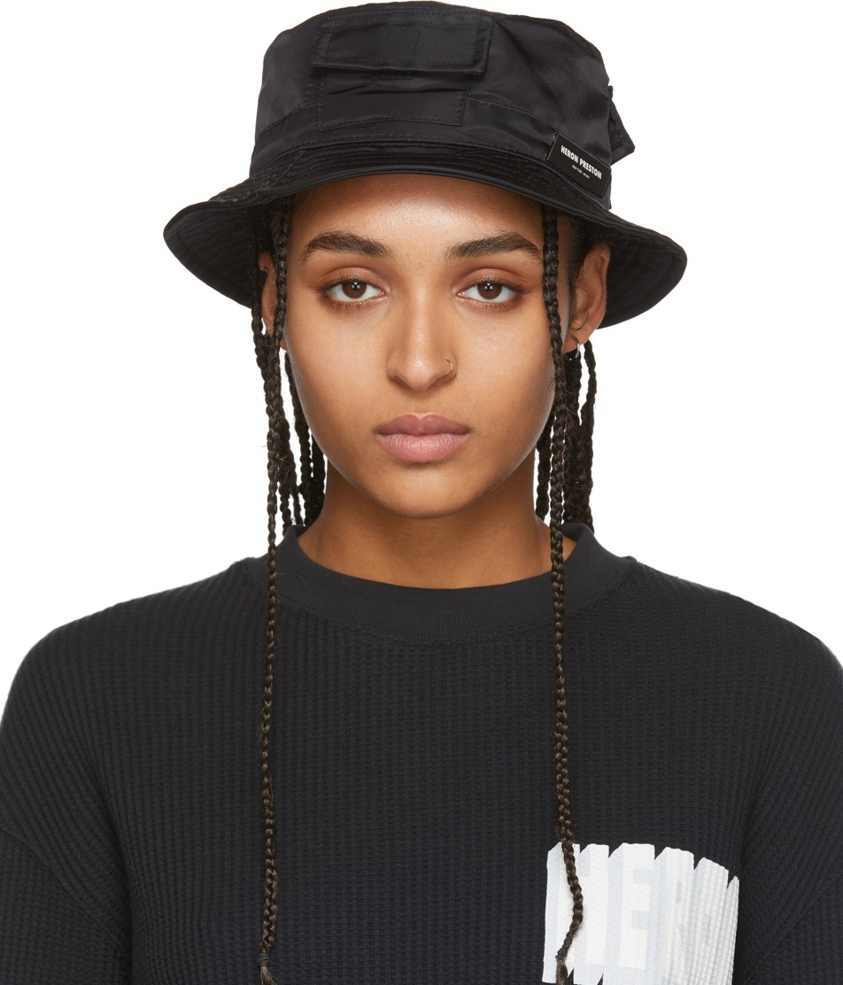 Heron Preston Black Logo Bucket Hat