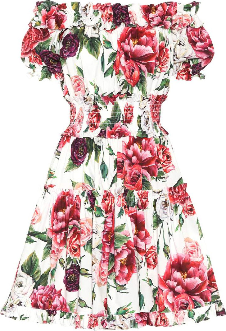 Dolce & Gabbana Floral off-the-shoulder cotton dress