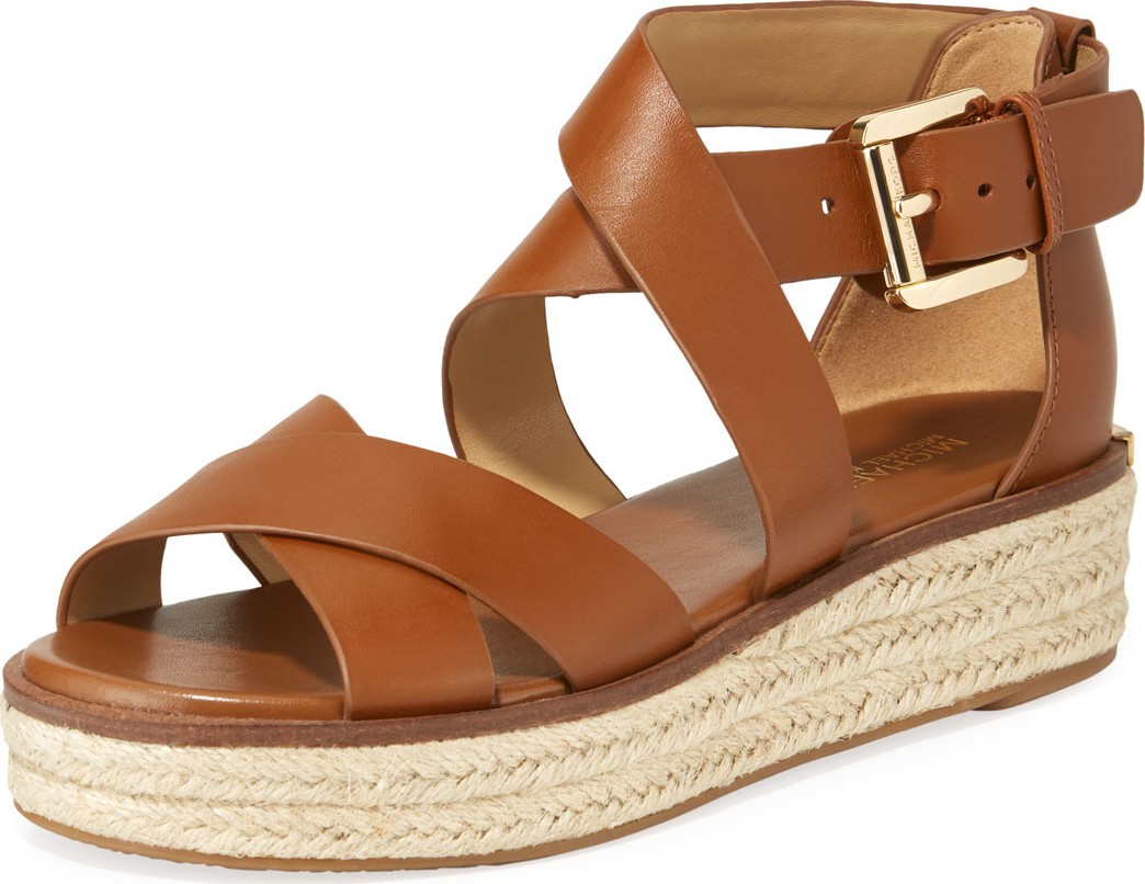 MICHAEL MICHAEL KORS Darby Leather Flatform Espadrille Sandals