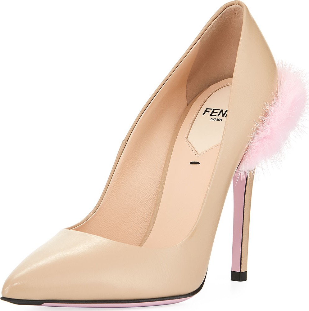 Fendi Duo 95mm Pumps with Fur Trim