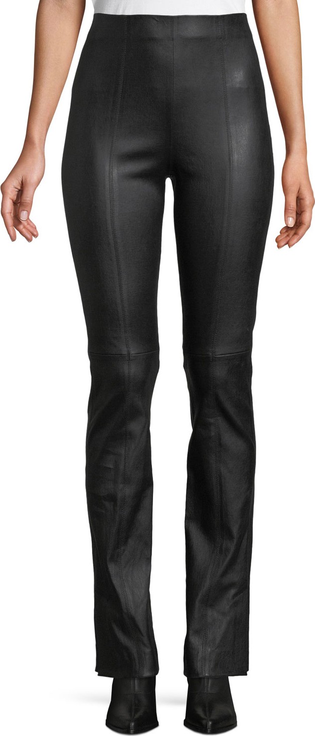 Vince Stitch-Front Leather Leggings