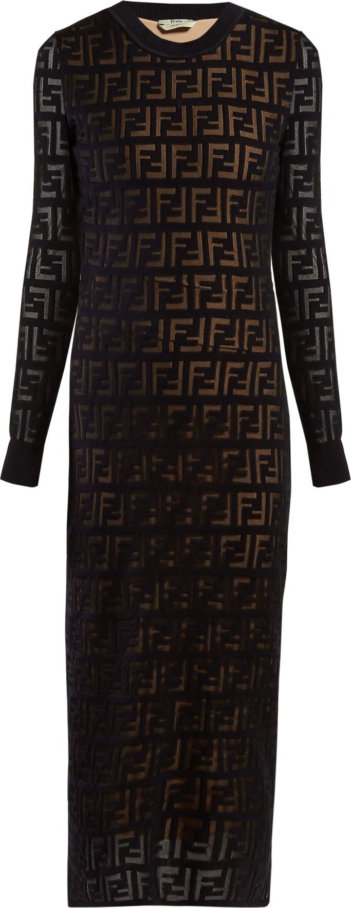 Fendi Sheer FF logo midi dress
