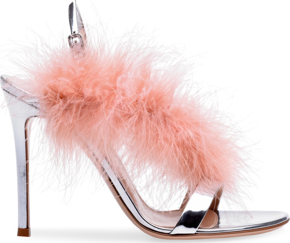 Gianvito Rossi metallic feather sandals