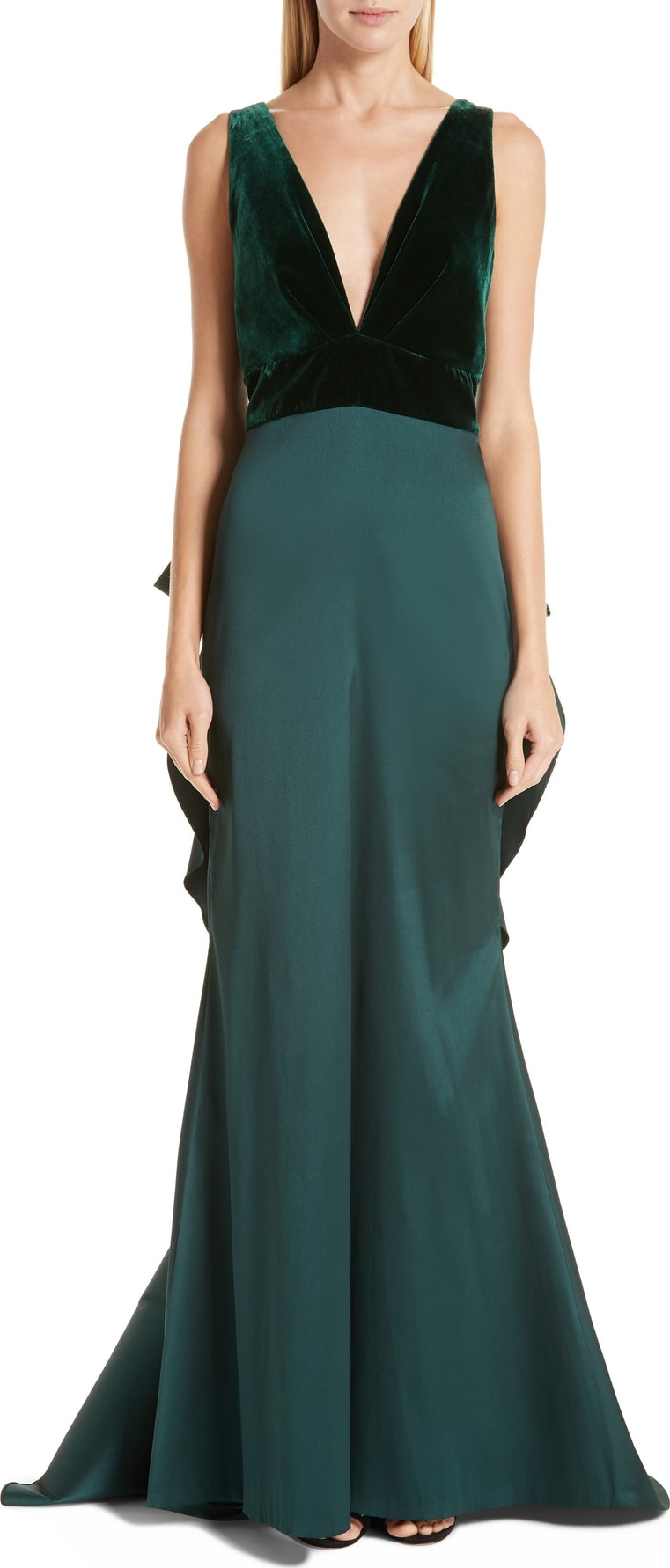 Sachin & Babi Noir Topanga Velvet Bodice Bow Back Gown