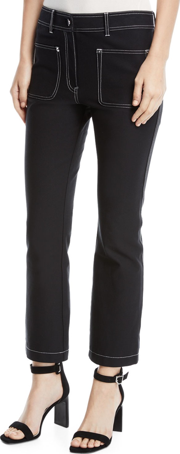 Derek Lam 10 Crosby Cropped Patch-Pocket Flare-Leg Trousers