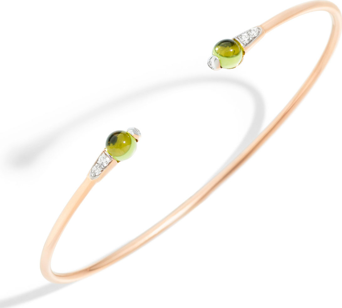 Pomellato 18k M'ama Non M'ama Bangle Bracelet w/ Peridot & Diamonds