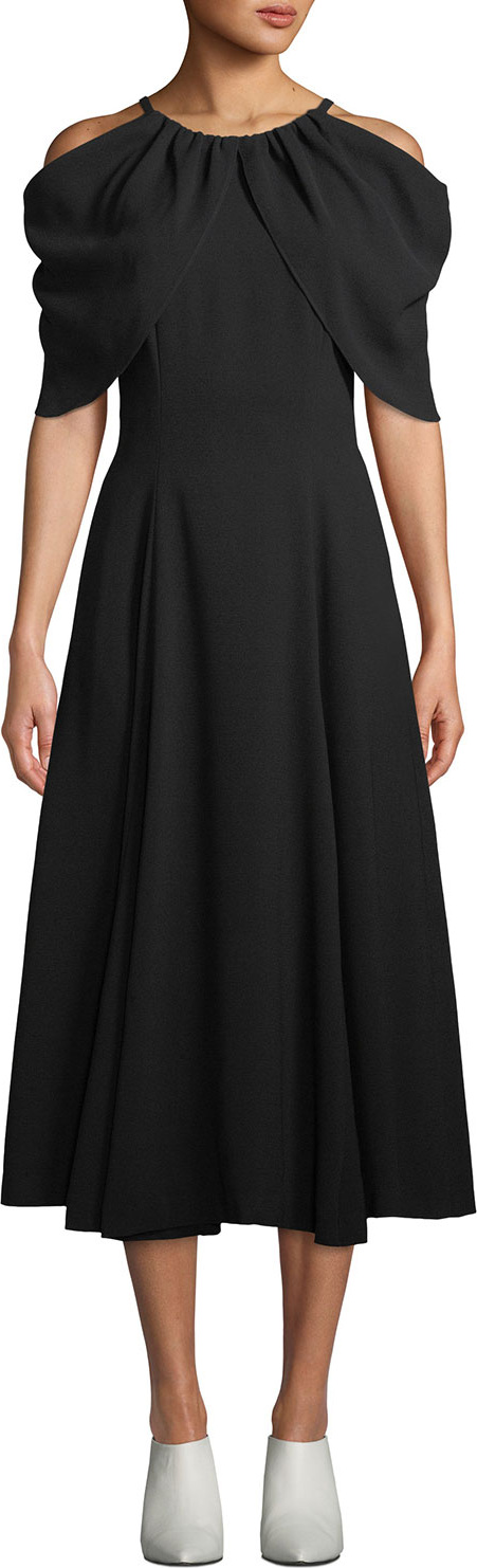 Rejina Pyo Sasha Draped Cold-Shoulder Midi Dress