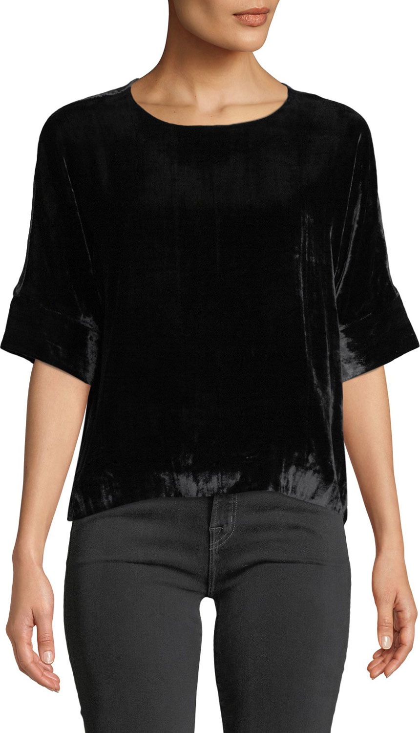 J BRAND Daisy Short-Sleeve Velvet Blouse