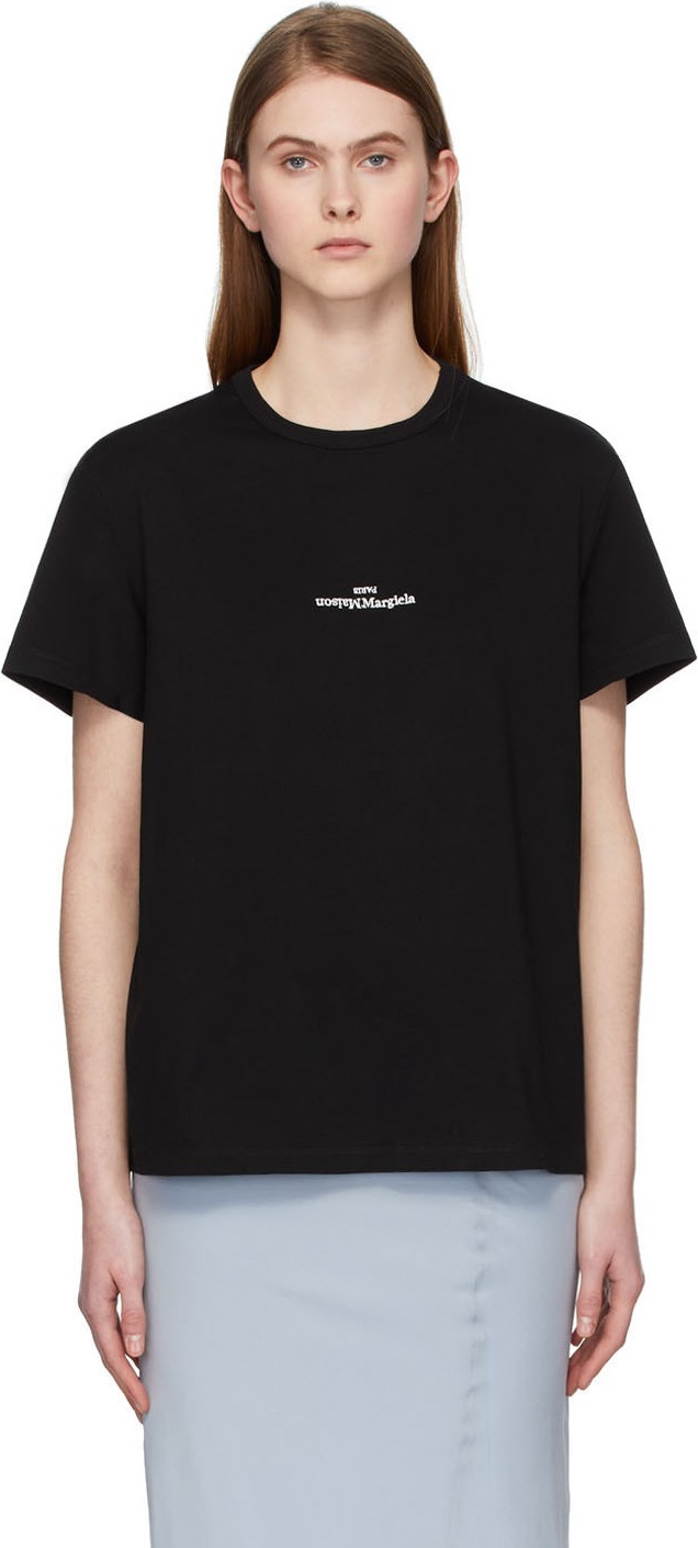 Maison Margiela Black Mako Cotton Small Logo T-Shirt